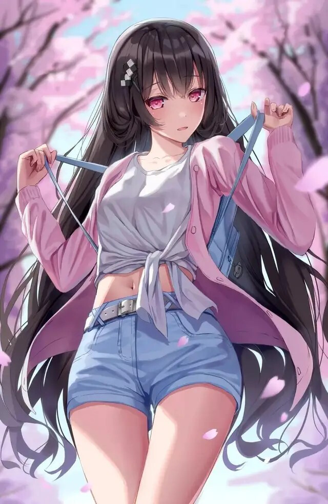 清凉夏日性感二次元热裤，短裤动漫美女甜心插画图片合集  第2张