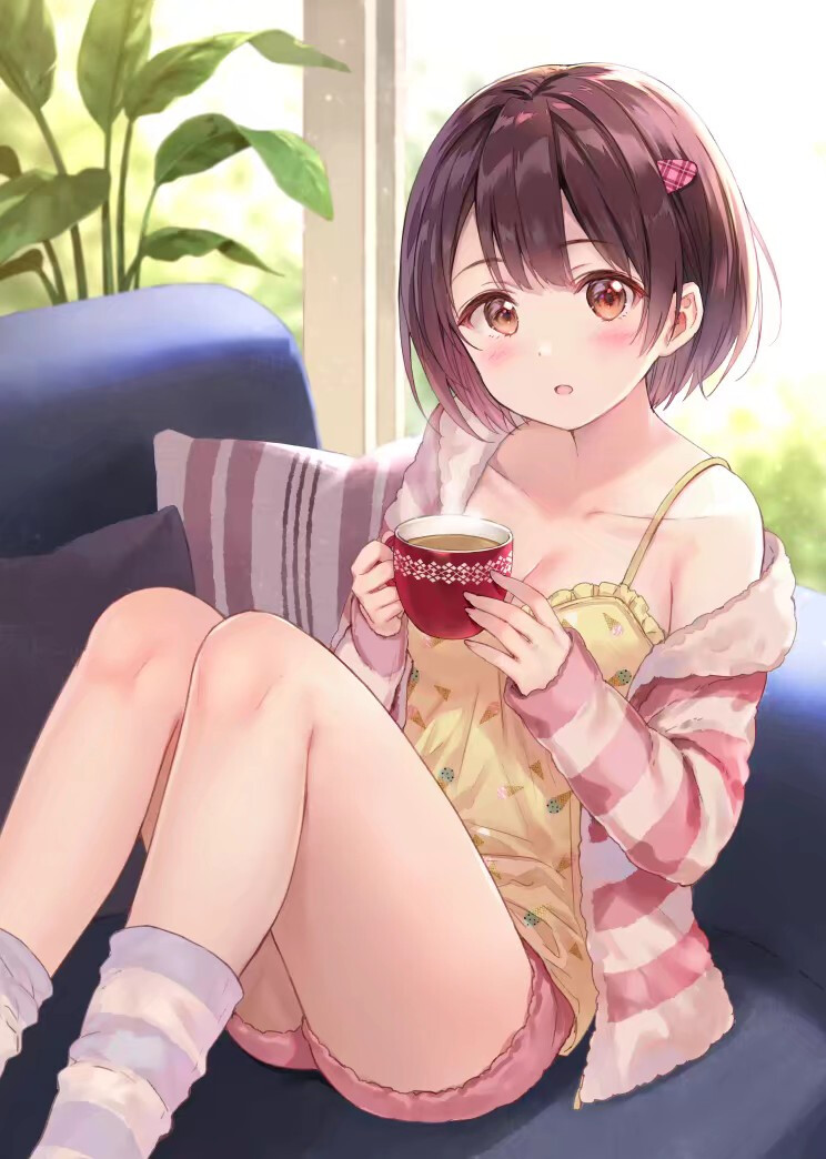 清凉夏日性感二次元热裤，短裤动漫美女甜心插画图片合集  第3张