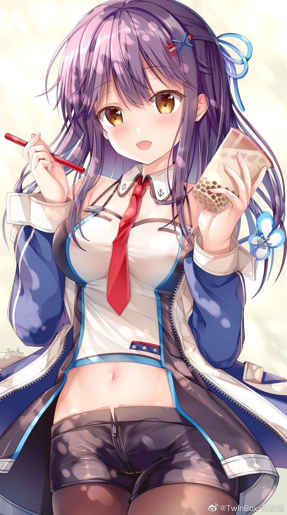 清凉夏日性感二次元热裤，短裤动漫美女甜心插画图片合集  第9张