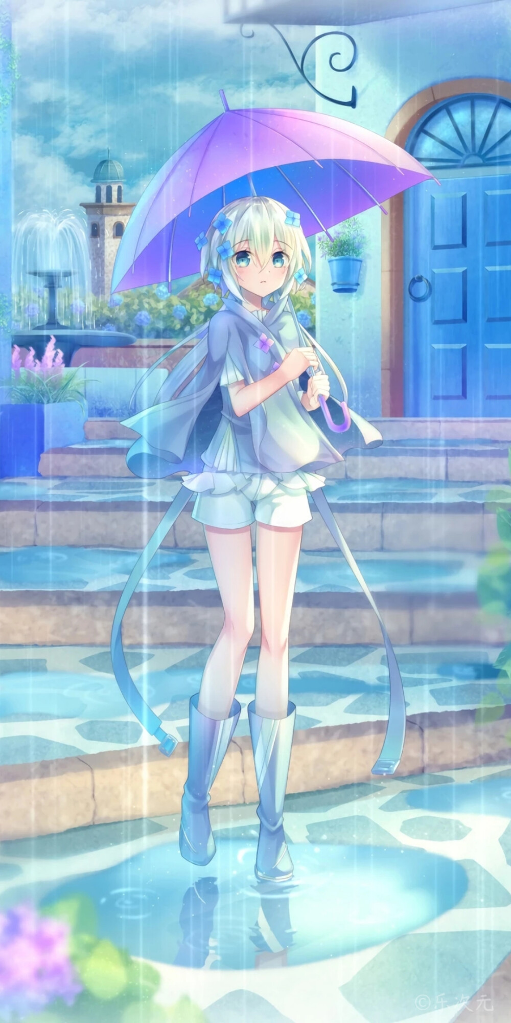 清凉夏日性感二次元热裤，短裤动漫美女甜心插画图片合集  第11张