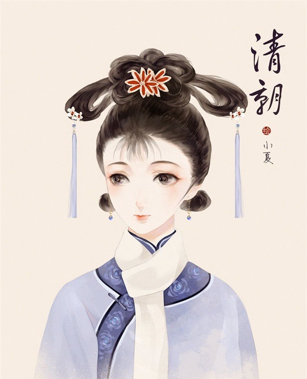 不同朝代女人的发髻发型精美好看手绘插画图片  第2张