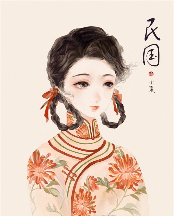 不同朝代女人的发髻发型精美好看手绘插画图片  第3张