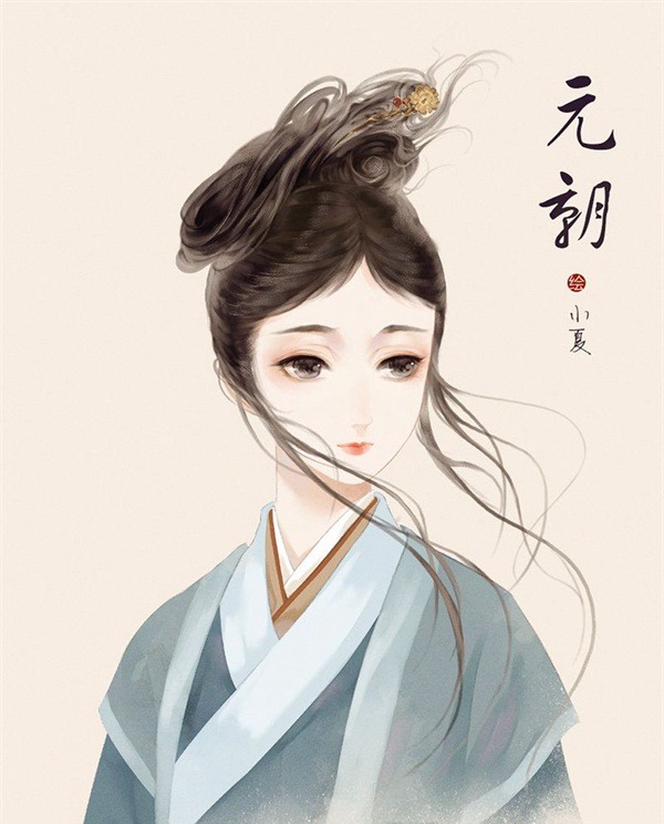 不同朝代女人的发髻发型精美好看手绘插画图片  第7张