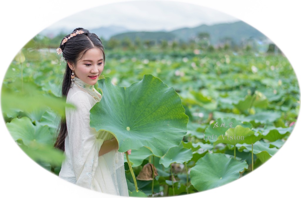 性感古装美女倾国倾城白衣罗裙窈窕身姿荷塘写真  第1张