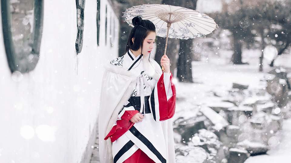 唐朝古装美女雪天漫步养眼唯美古风摄影  第14张