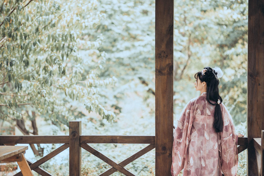 气质优雅大方的汉服女孩户外养眼古装摄影图片  第3张