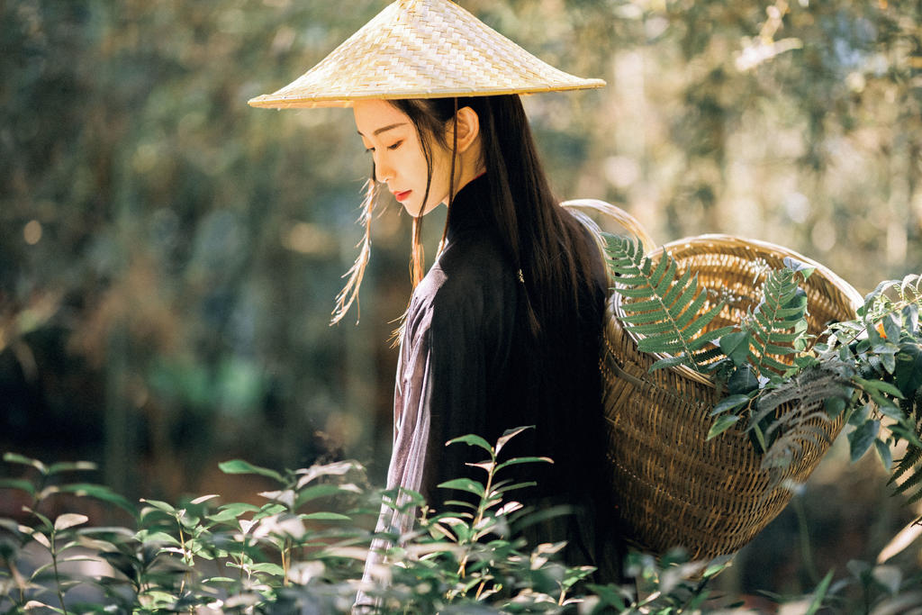 英姿飒爽的禁欲系女道士竹林里冷淡清幽古装摄影图集  第5张