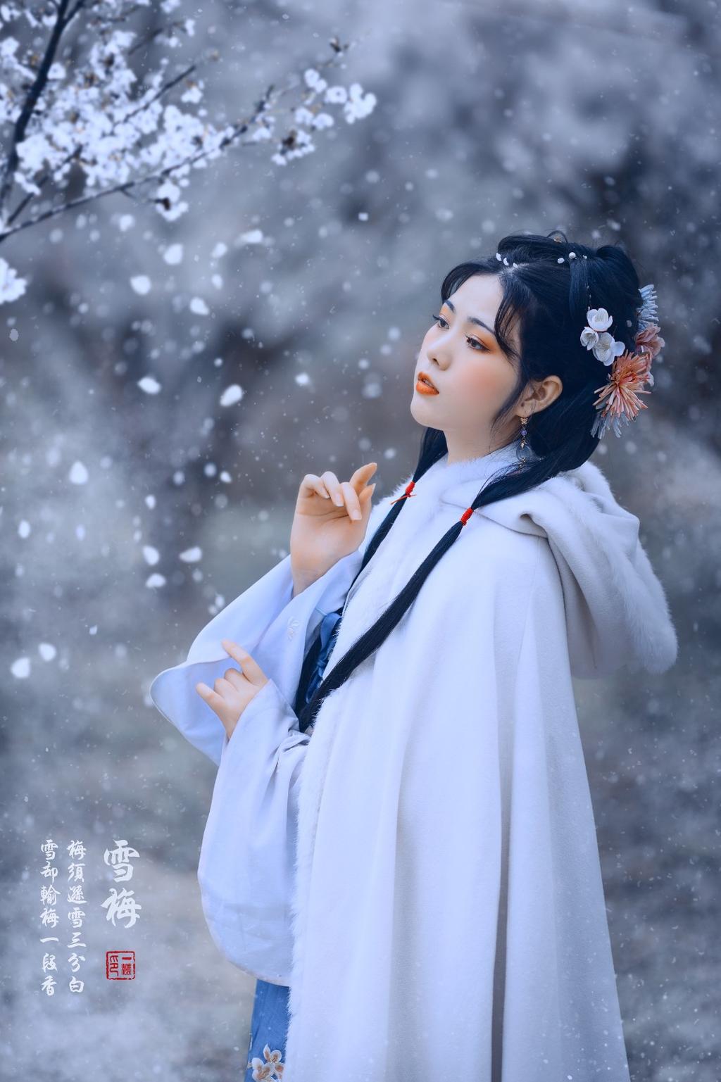 白衣古装美女漫天白雪唯美写真  第7张