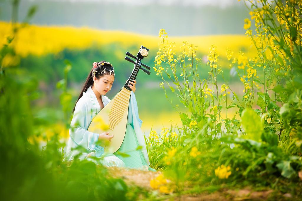 汉服美女油菜花田唯美古风摄影  第7张