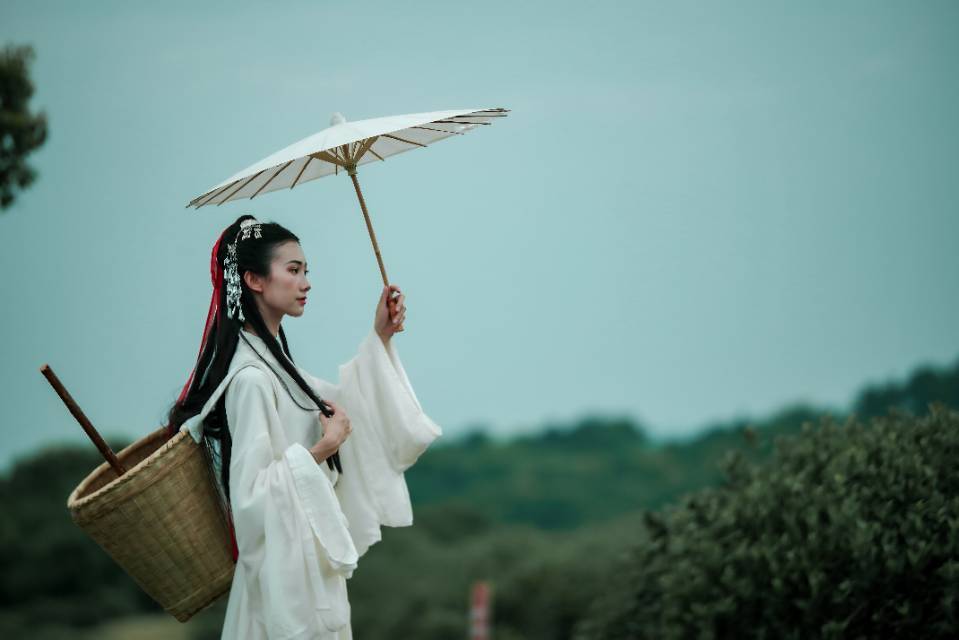 古装美女白衣飘飘茶园唯美写真  第3张