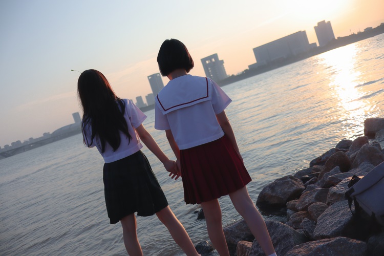 校园短发美女清纯海边jk制服百合文艺写真  第13张