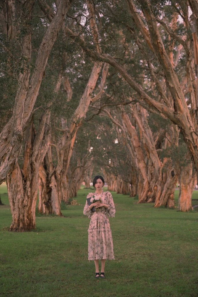 复古风优雅美女飘逸碎花裙私拍  第6张
