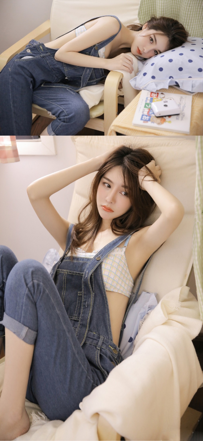 背带裤美女气质清纯唯美图片  第15张