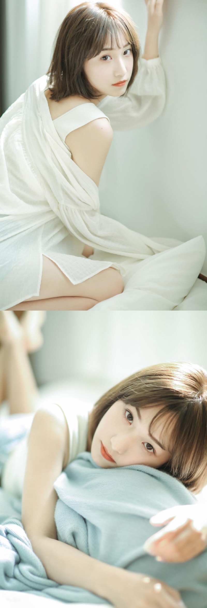 短发美女吊带香肩室内个人写真  第2张