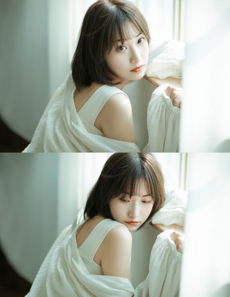 短发美女吊带香肩室内个人写真  第7张