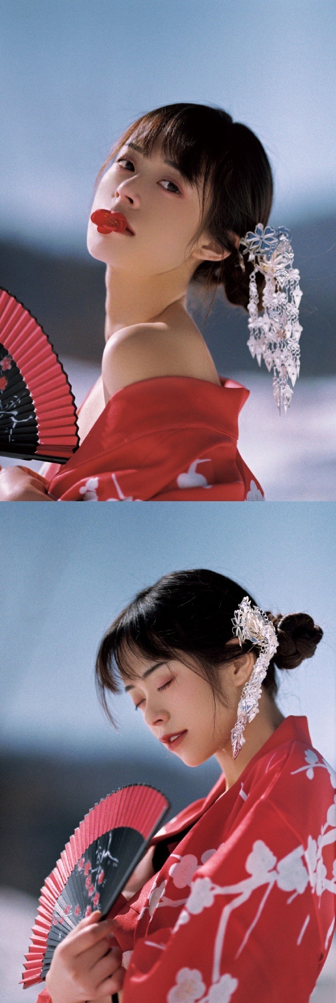 日本和服美女明艳动人雪地写真  第1张