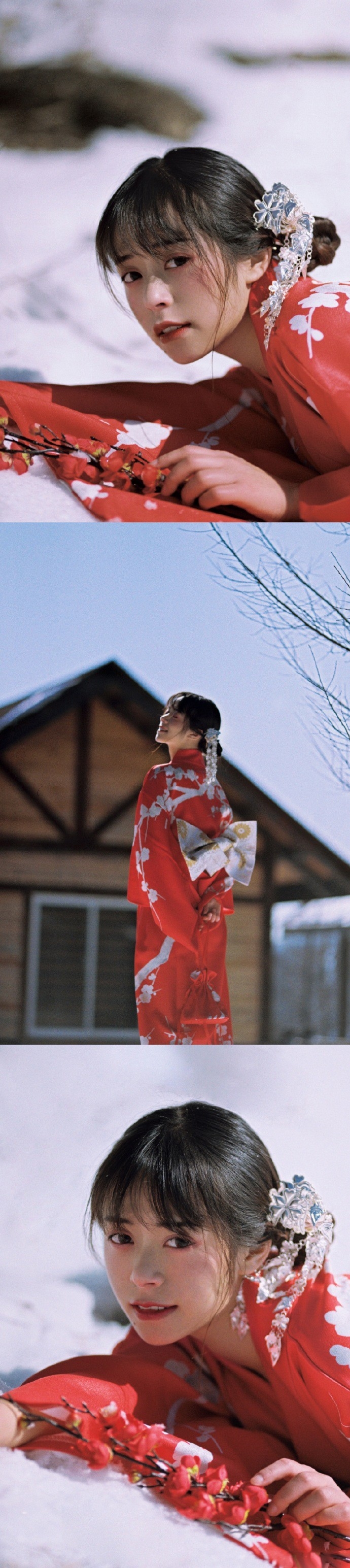 日本和服美女明艳动人雪地写真  第2张
