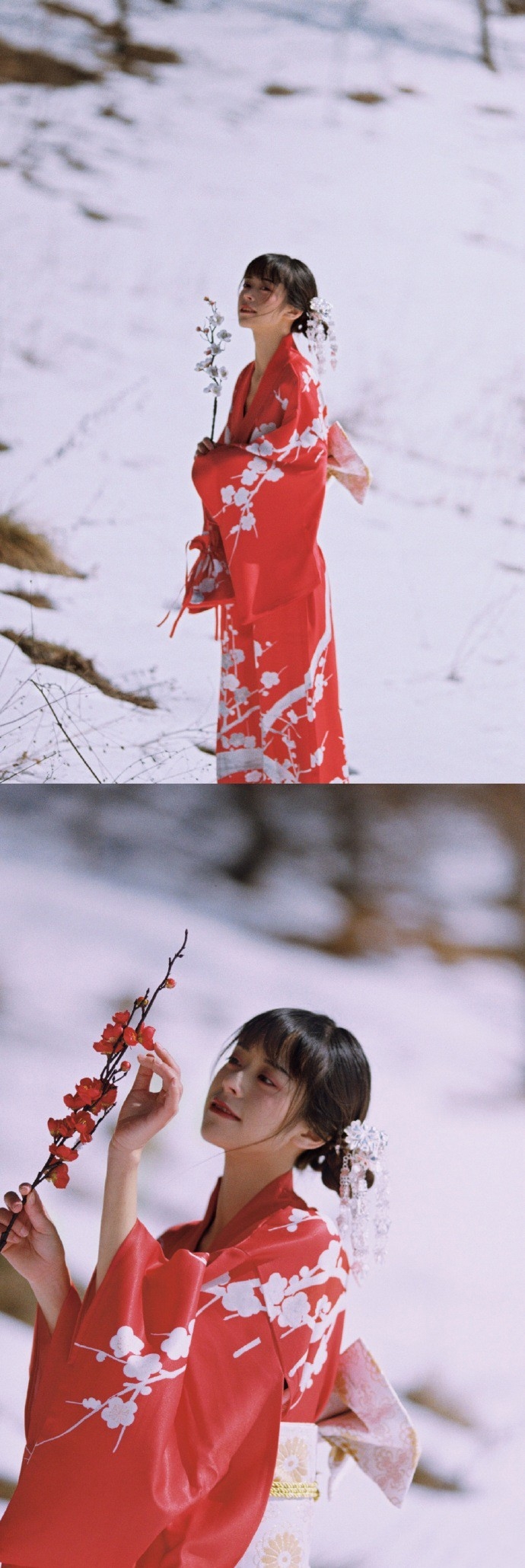 日本和服美女明艳动人雪地写真  第8张