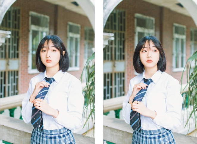 校园女神齐肩短发学生制服写真  第6张
