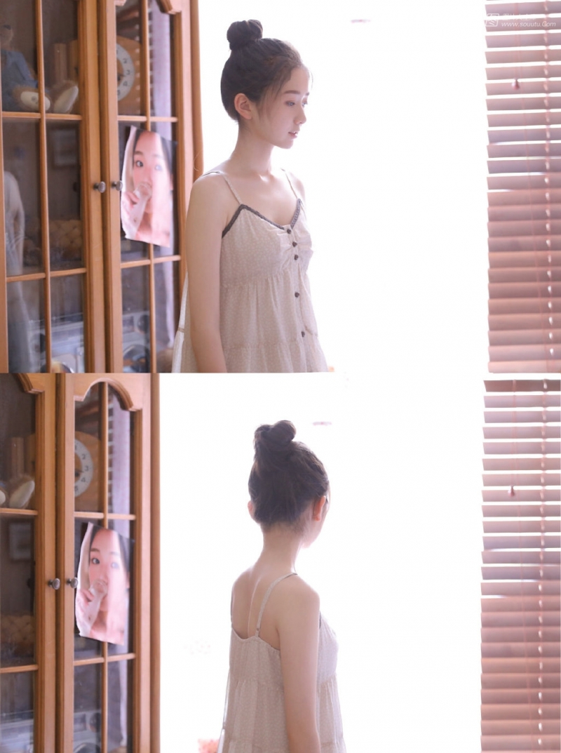 丸子头美少女吊带睡裙居家写真  第6张