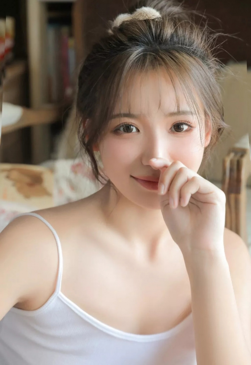 丸子头美女白皙大长腿私房写真  第1张
