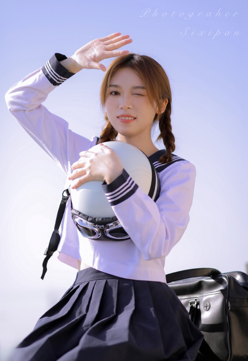 JK制服美女韩式麻花辫精选图片  第9张