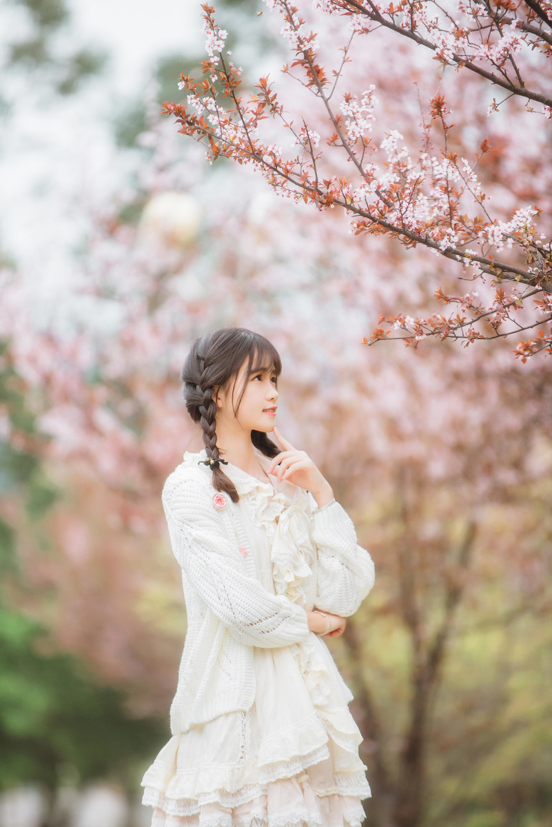 樱树花下女  第5张