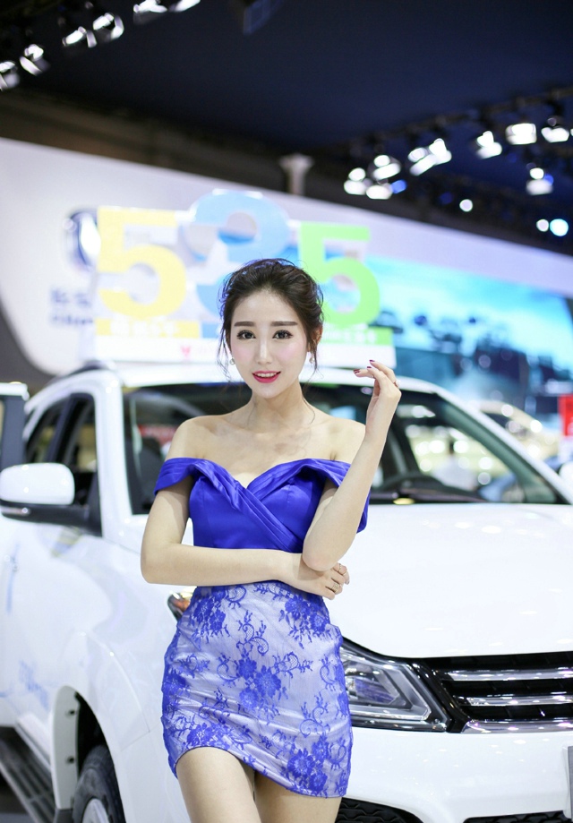 2015成都车展模特青花瓷连衣裙气质写真  第8张